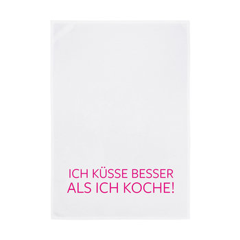 1730 Geschirrtuch weiss 50x70cm - Motiv: Ich Küsse besser als ich ..