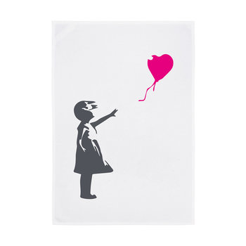 1730 Geschirrtuch weiss 50x70cm - Motiv: Girl with the Ballon pink