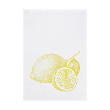 1730 Geschirrtuch weiss 50x70cm - Motiv: Zitronen neon gelb....