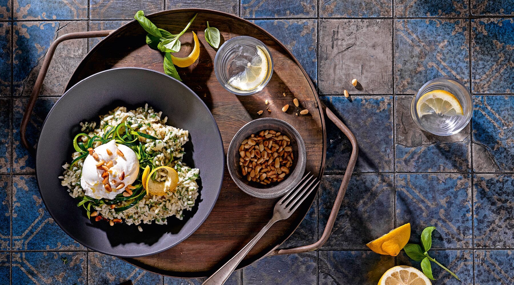 Zitronenrisotto mit Zucchini & Burrata